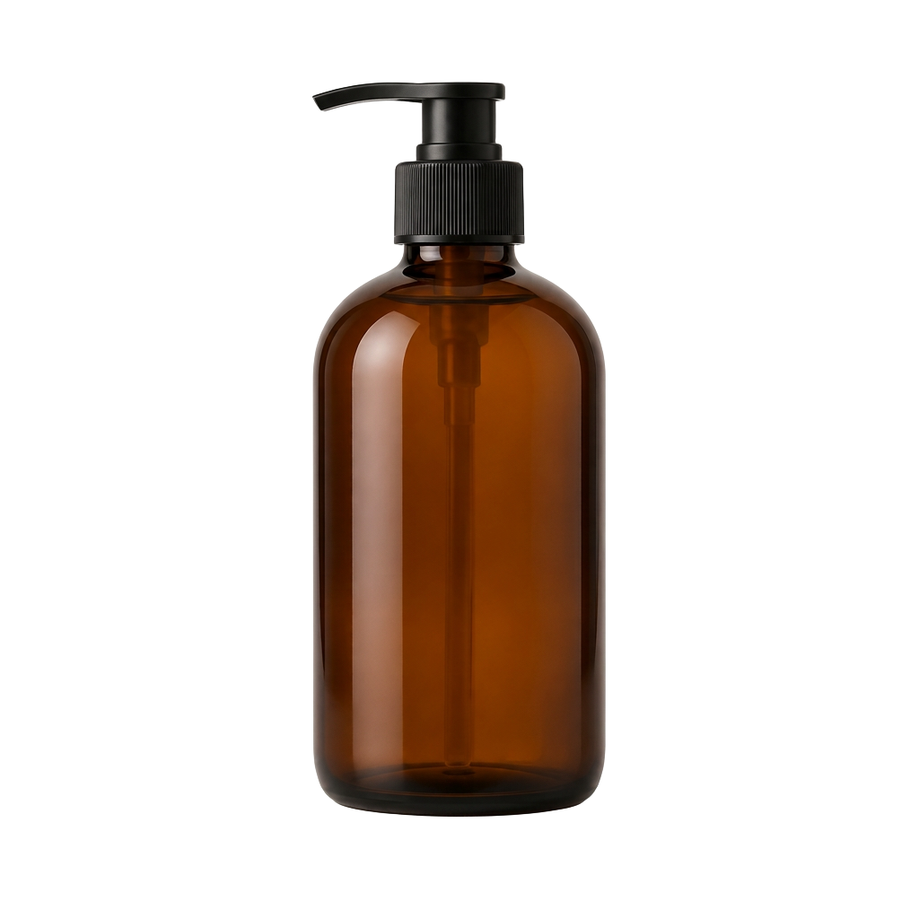 Brandless amber pump bottle